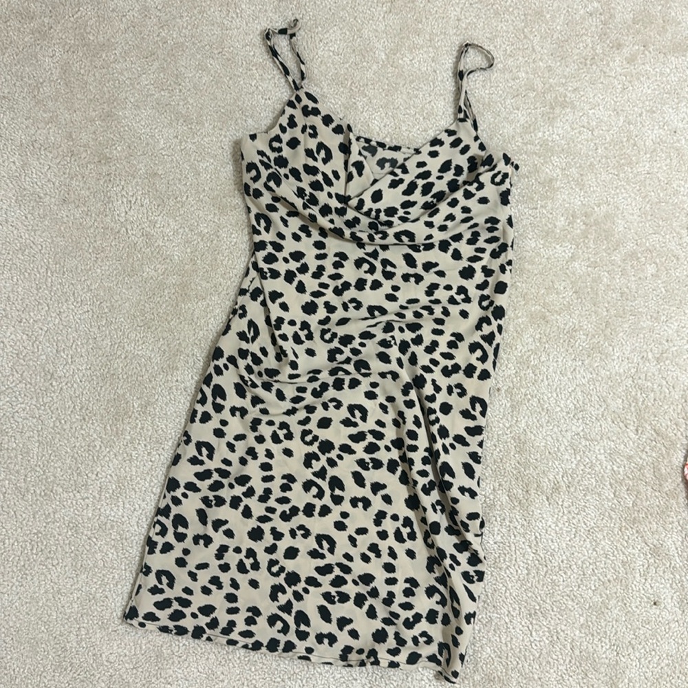Leopard Print Cowl Dress